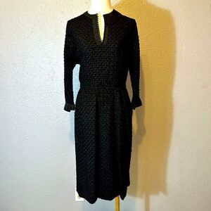 Vintage Rembrandt women’s black faille loop fabric fitted dress side zipper